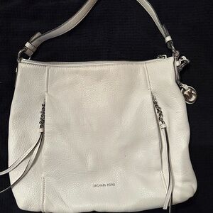 Michael Kors white leather hobo handbag
